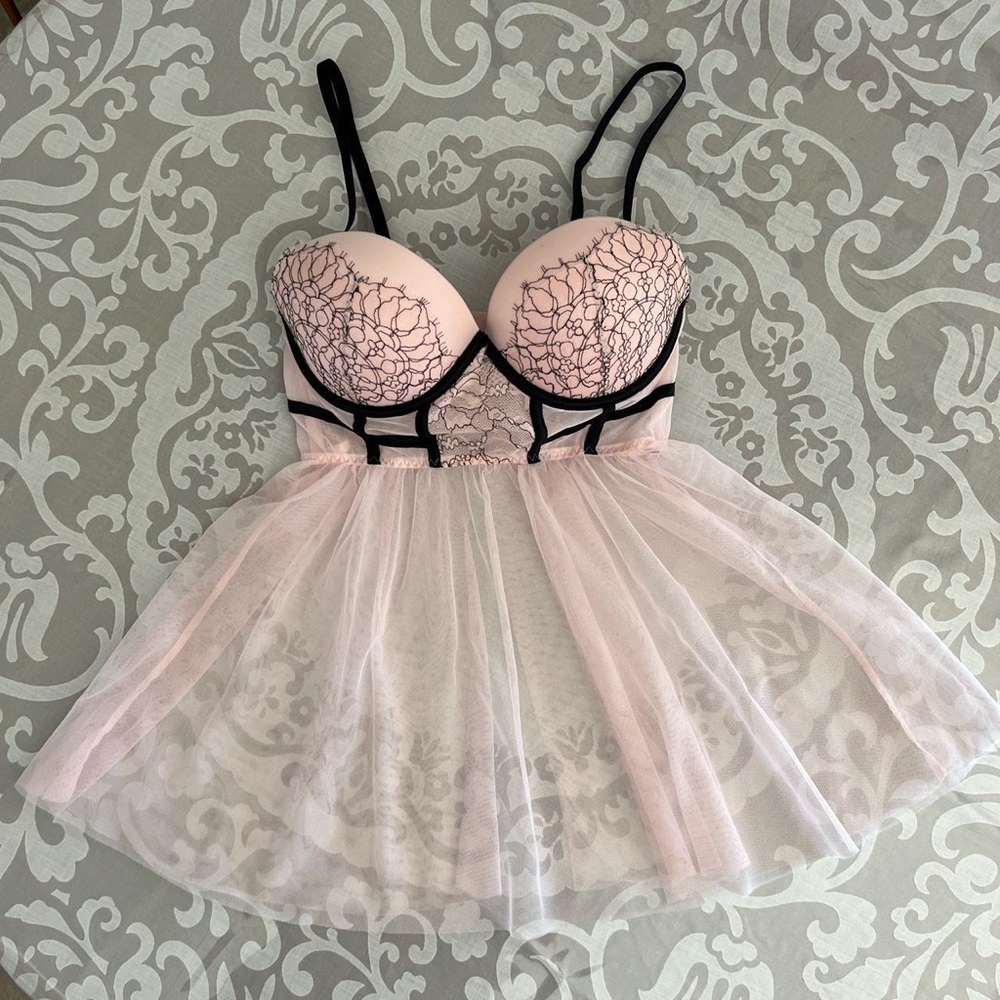 Victorias Secret Pink & Black Babydoll